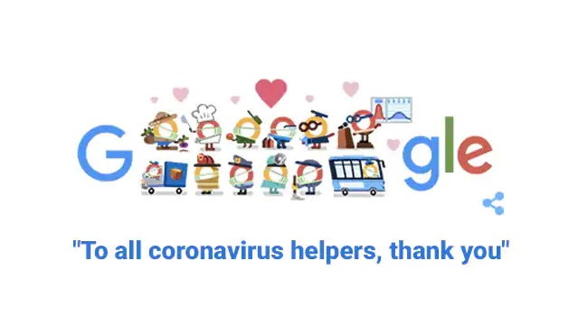 Covid-19 Google Doodle Thank You Coronavirus Helpers